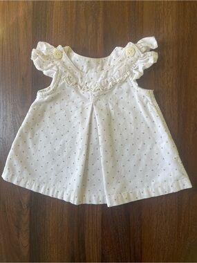 H&M White Baby Dress with Light Brown Polka Dots